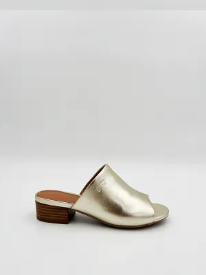 LOW HEELED MULE IN GOLD