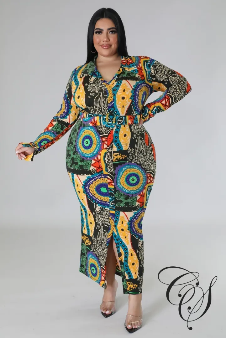 Mandy Tribal Print Midaxi Dress
