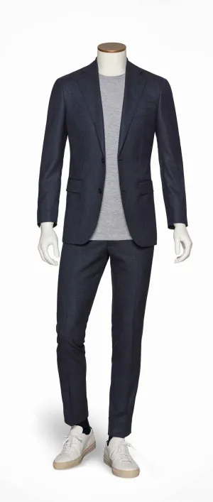 Marzotto Dark Slate Blue 3D Faux Uni Wool Stretch