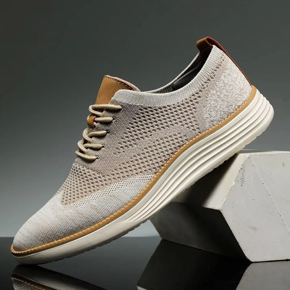 Mens Casual Dress Shoes Fashion Walking Sneakers Mesh Business Oxfords Work Lightweight Soft Sole Zapatos