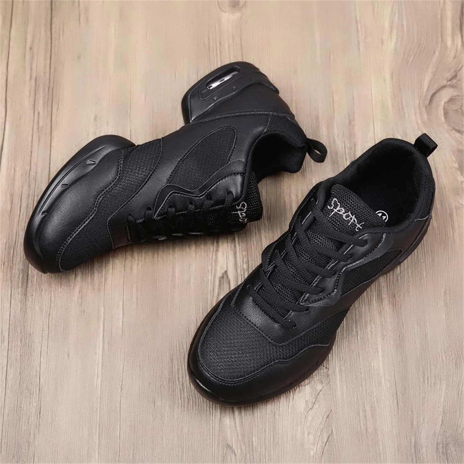 Men's Fashion Air Cushion Dance Shoes Sneakers Latin Jazz Ballroom Lace Up Dance Shoes Stylish Round Toe Platform Breathable Soft Bottom Outdoor Ballet Shoes for Men