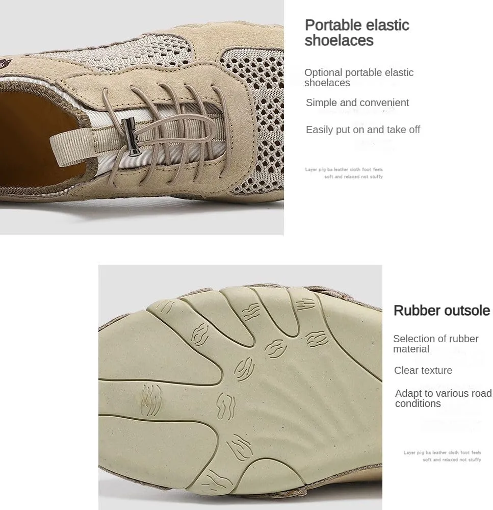 Men's Outdoor Mesh Off-Road Shoes for Summer, Lightweight and Casual, Slip-On Sports Shoes, Breathable and Non-Slip