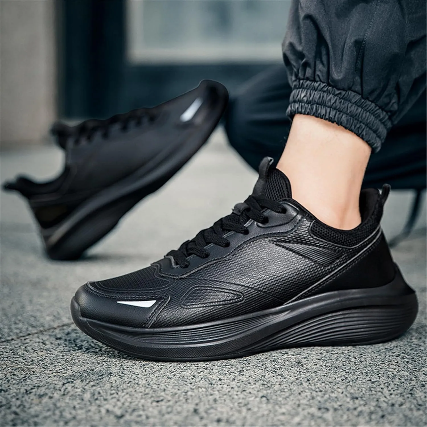 Men's Slip On Walking Shoes Comfortable Lightweight Breathable Running Sneaker Lace Up Low Top Casual Sneakers for Gym Tennis Workout