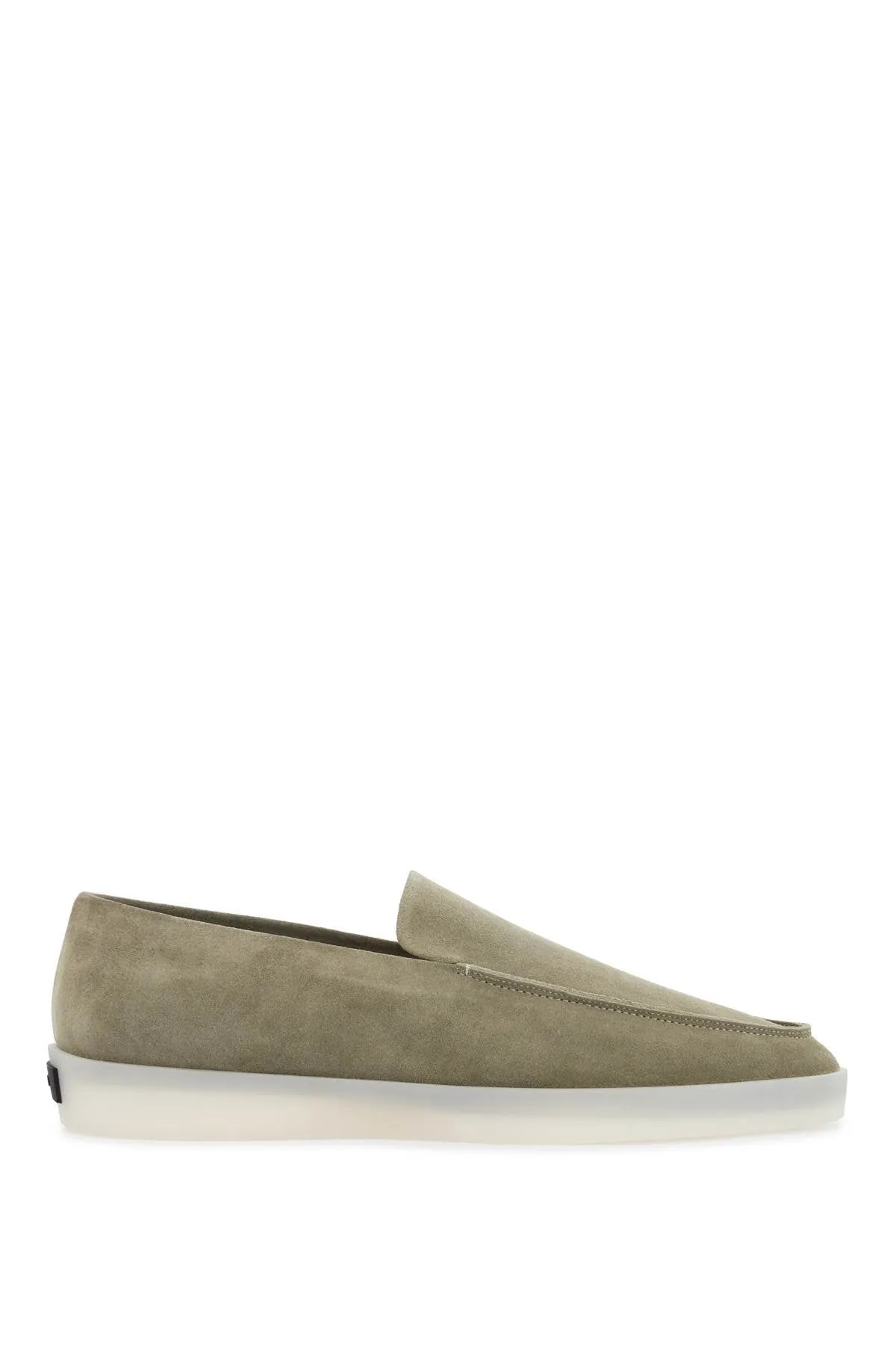 minimalist suede loafer in sage green with rubber sole FGE280 8113REV SALVIA