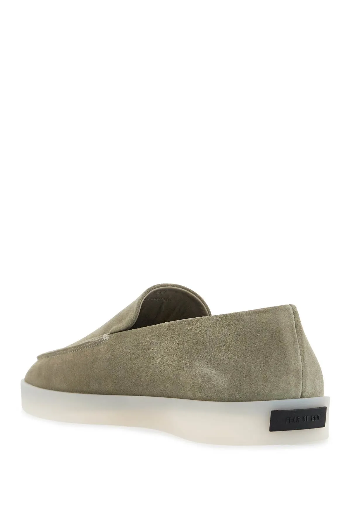 minimalist suede loafer in sage green with rubber sole FGE280 8113REV SALVIA