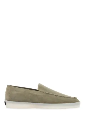 minimalist suede loafer in sage green with rubber sole FGE280 8113REV SALVIA