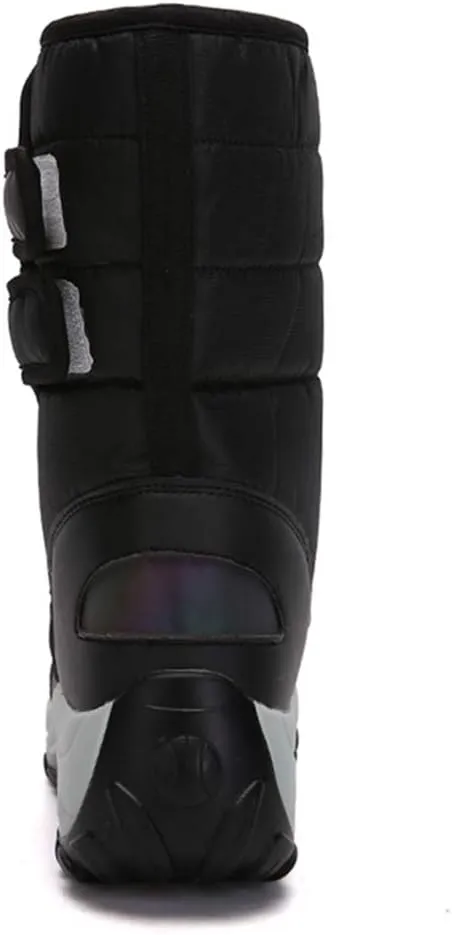 MIOKE Women's Waterproof Rain Snow Boots Winter Mid Wide Calf Platform Hook-and-Loop Fashion Ski Snow Boot