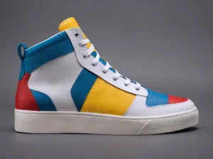 Multi Colour Leather Sprint Lace-Up Sneakers With White Sole - Summer 2024 Collection