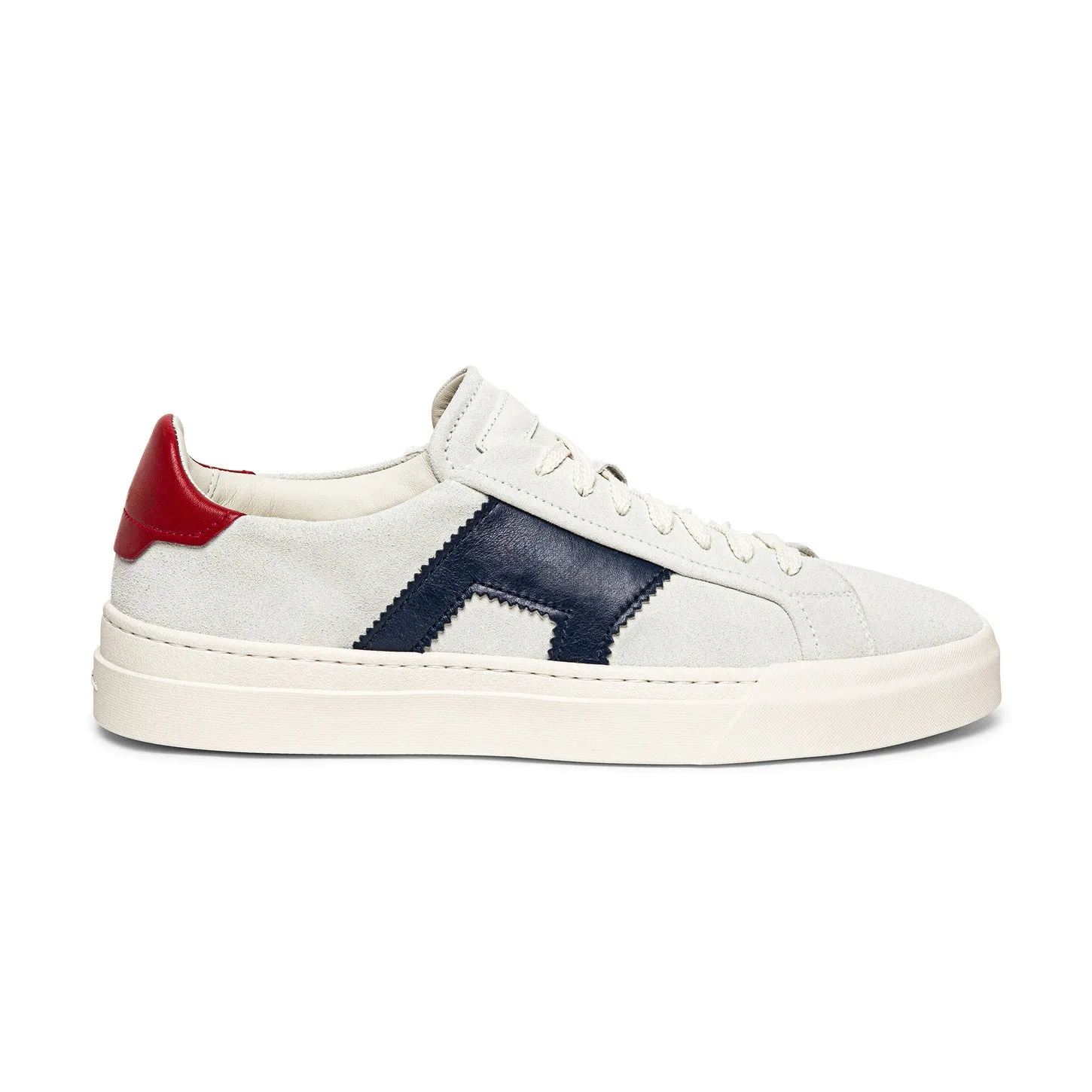 Navy Blue Red and White Leather Amelie Lace Up Sneakers - Summer 2024 Collection
