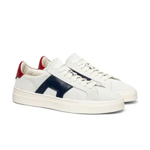 Navy Blue Red and White Leather Amelie Lace Up Sneakers - Summer 2024 Collection