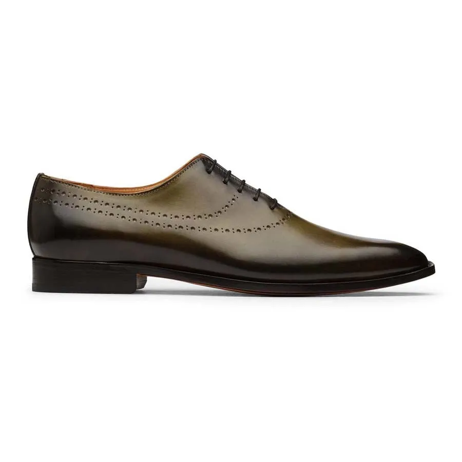 Olive Patina Punched Oxfords