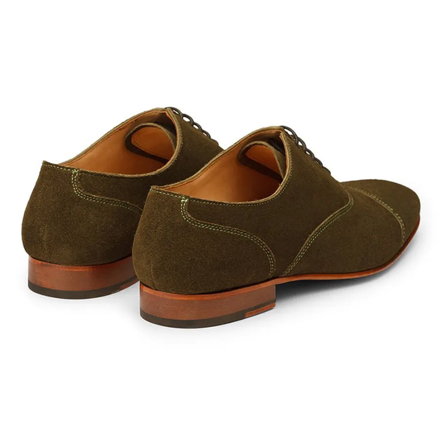 Olive Suede Toecap Oxfords
