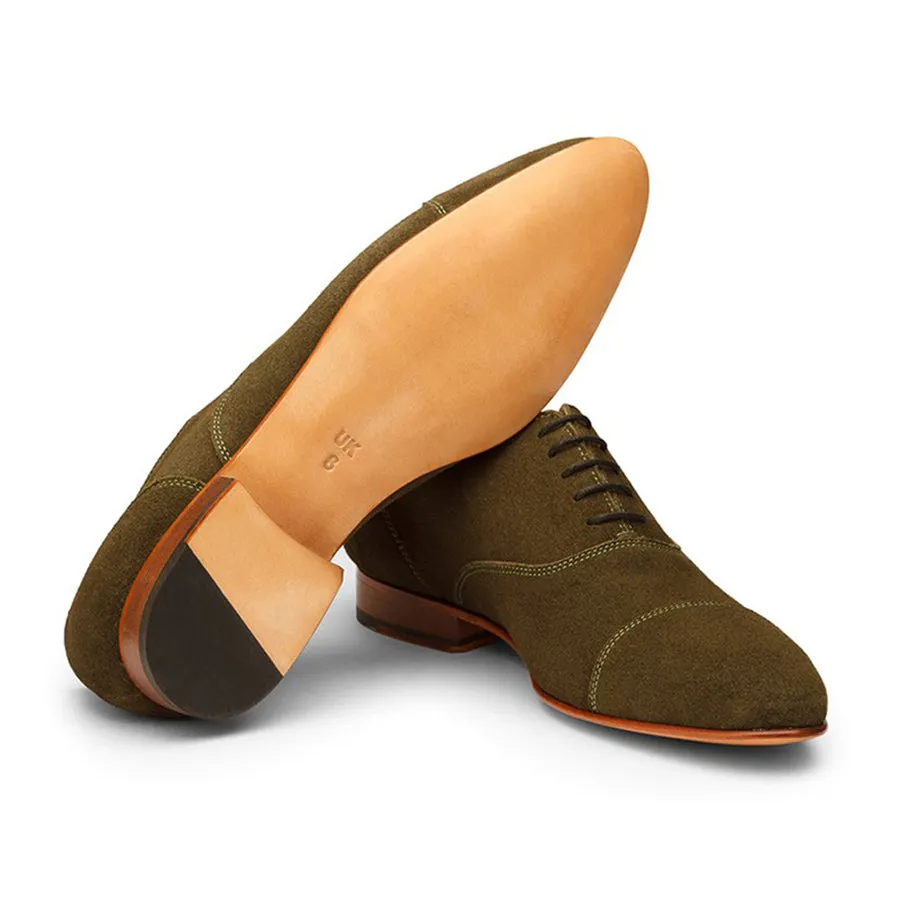 Olive Suede Toecap Oxfords
