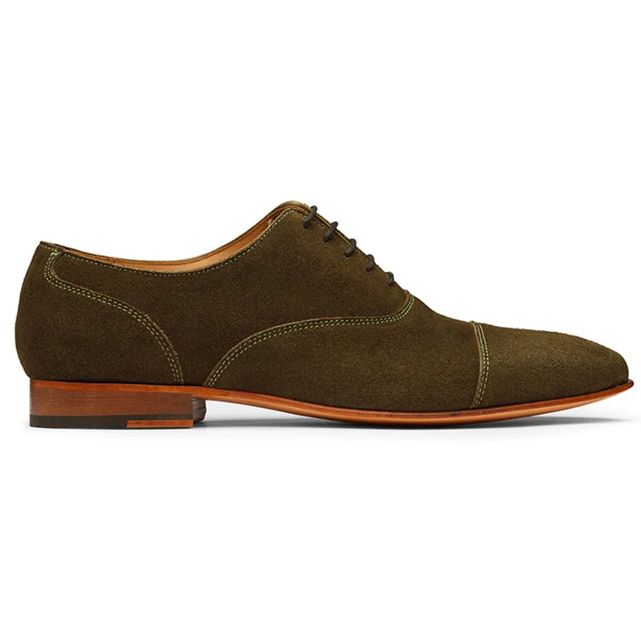 Olive Suede Toecap Oxfords