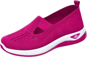 Orthopedic Walking Shoes for Women Woven Breathable Soft Non Slip Arch Support Shoes Mesh Up Running Going Out Flat Sneaker Summer Casual Comfort Lightweight Shoe