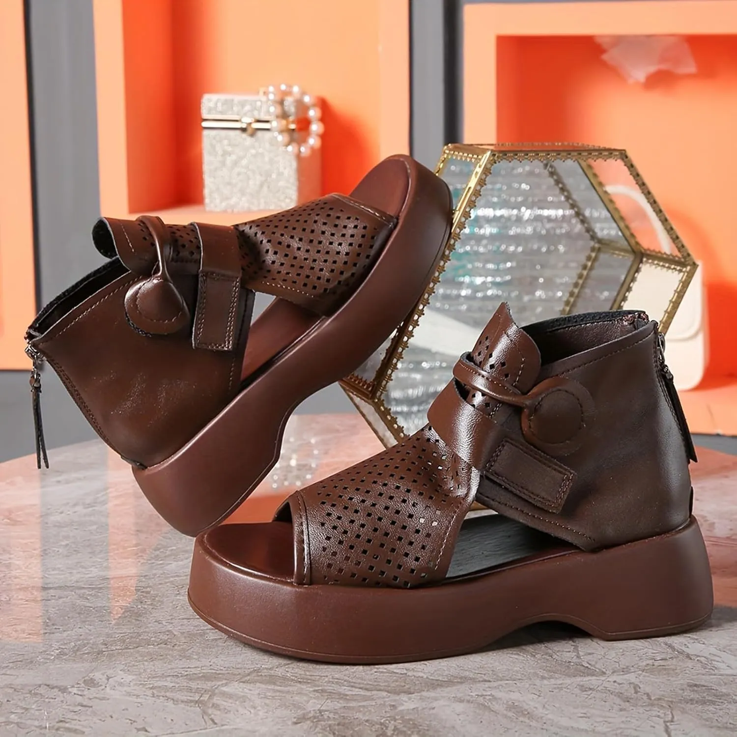 Platform Sandals Women Featuring Foam Cushioned Insoles Women's Platform Sandals Wedge Open Toe Sandals