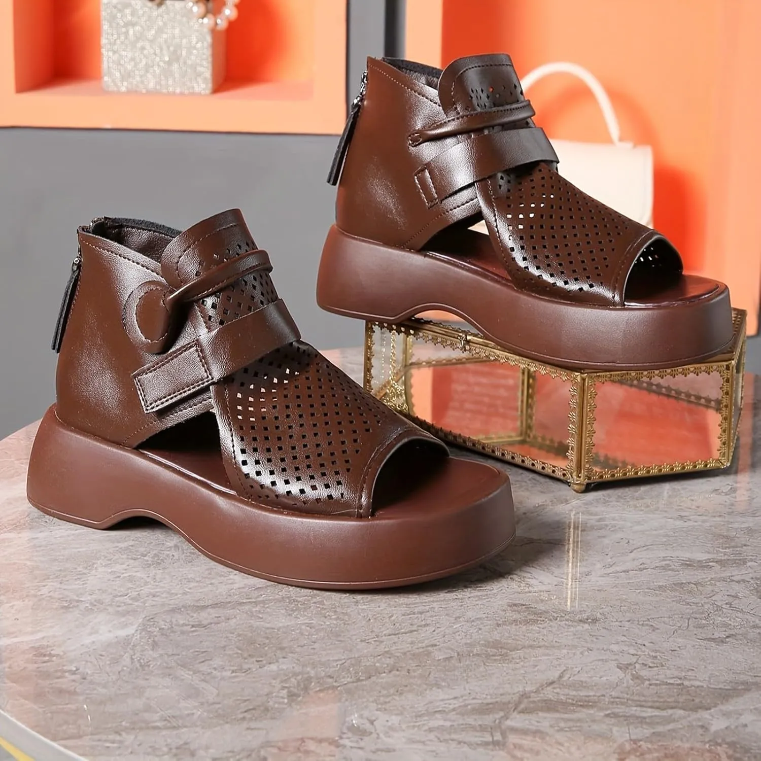 Platform Sandals Women Featuring Foam Cushioned Insoles Women's Platform Sandals Wedge Open Toe Sandals