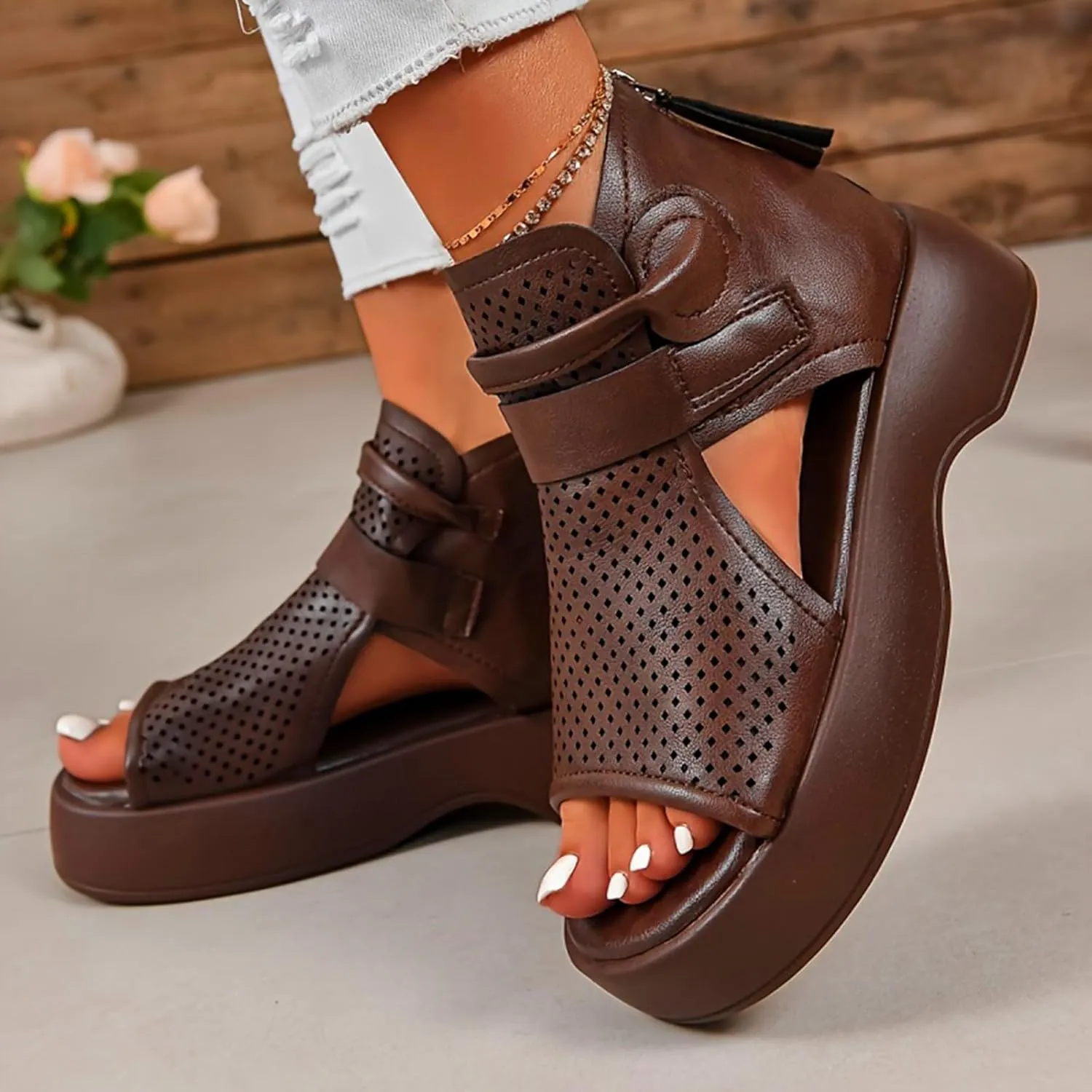 Platform Sandals Women Featuring Foam Cushioned Insoles Women's Platform Sandals Wedge Open Toe Sandals