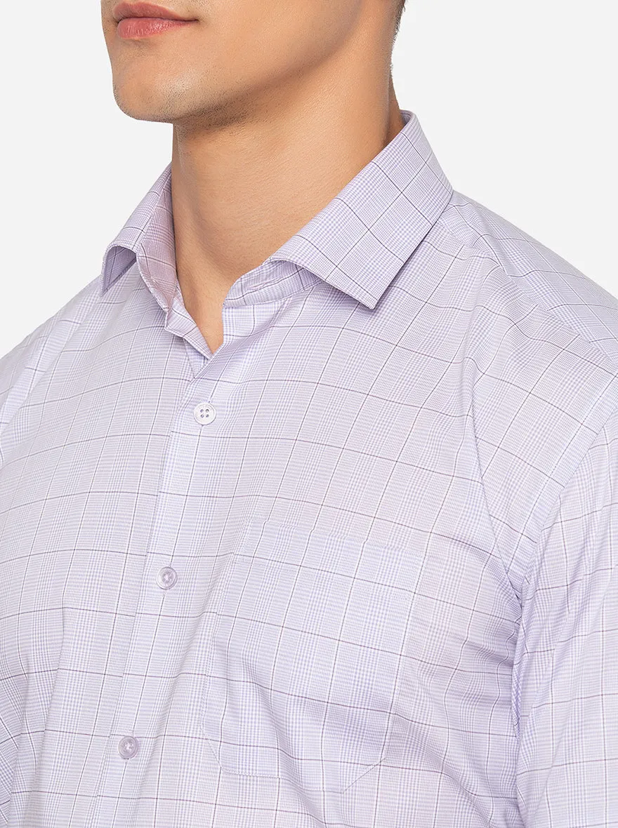 Purle & White Checked Regular Fit Formal Shirt | JadeBlue