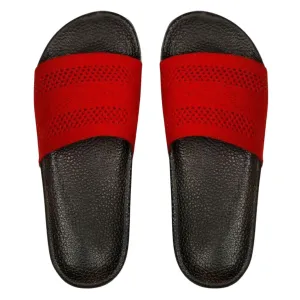 Red Casual Striped Slide Flip Flops For Men
