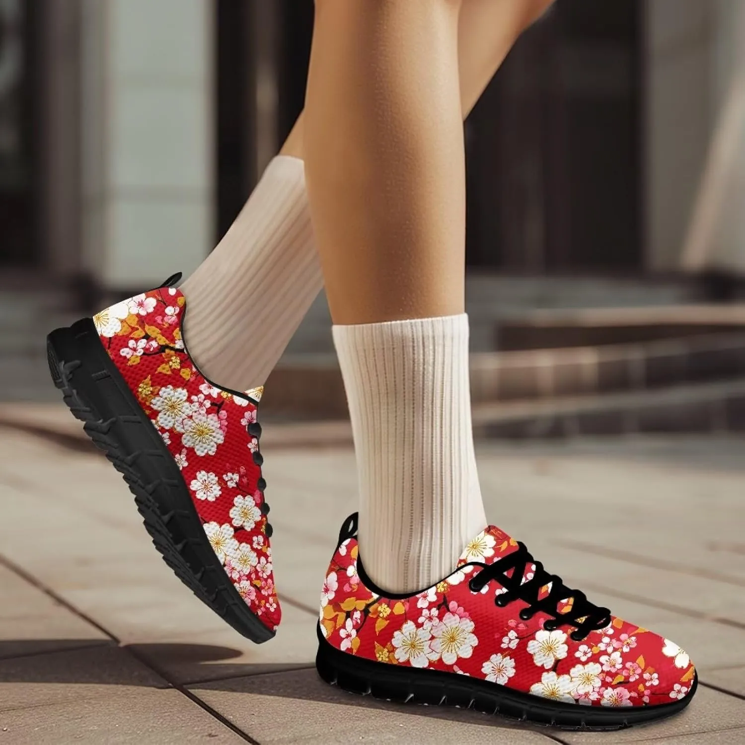 Running Sneakers for Women Soft Lace-Up Tennis Sneakers for Ladies Low-Top Anti-Skid Outdoor Workout Hiking Shoes for Teen Girls US 5-12