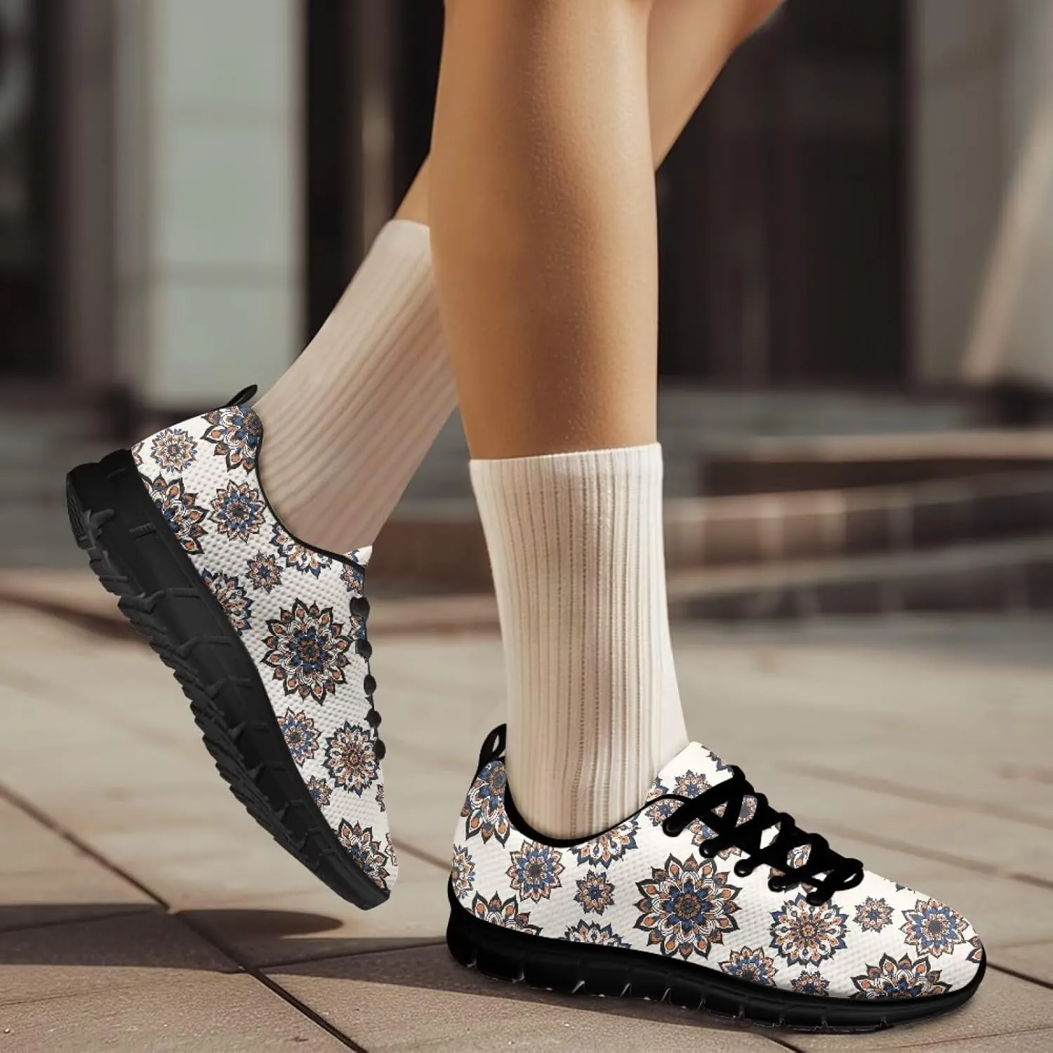 Running Sneakers for Women Soft Lace-Up Tennis Sneakers for Ladies Low-Top Anti-Skid Outdoor Workout Hiking Shoes for Teen Girls US 5-12