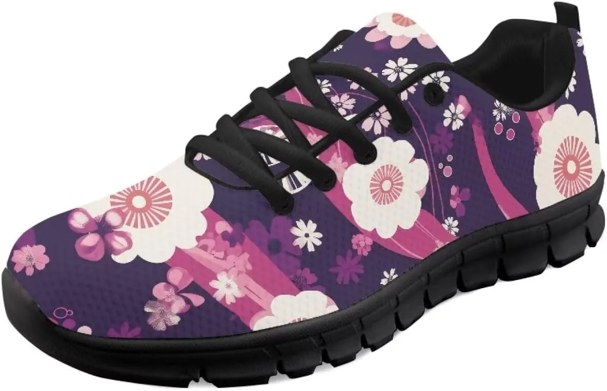 Running Sneakers for Women Soft Lace-Up Tennis Sneakers for Ladies Low-Top Anti-Skid Outdoor Workout Hiking Shoes for Teen Girls US 5-12