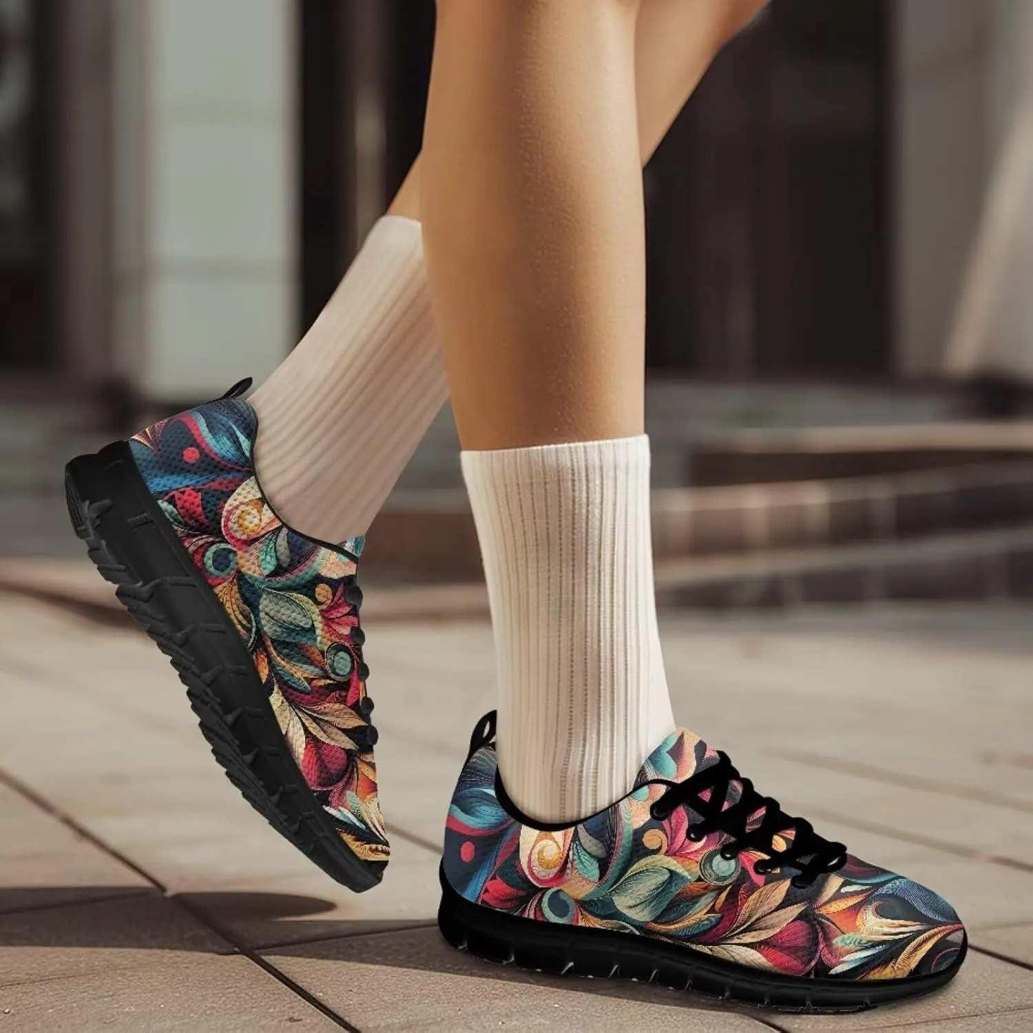 Running Sneakers for Women Soft Lace-Up Tennis Sneakers for Ladies Low-Top Anti-Skid Outdoor Workout Hiking Shoes for Teen Girls US 5-12
