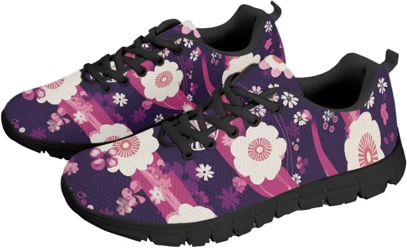 Running Sneakers for Women Soft Lace-Up Tennis Sneakers for Ladies Low-Top Anti-Skid Outdoor Workout Hiking Shoes for Teen Girls US 5-12