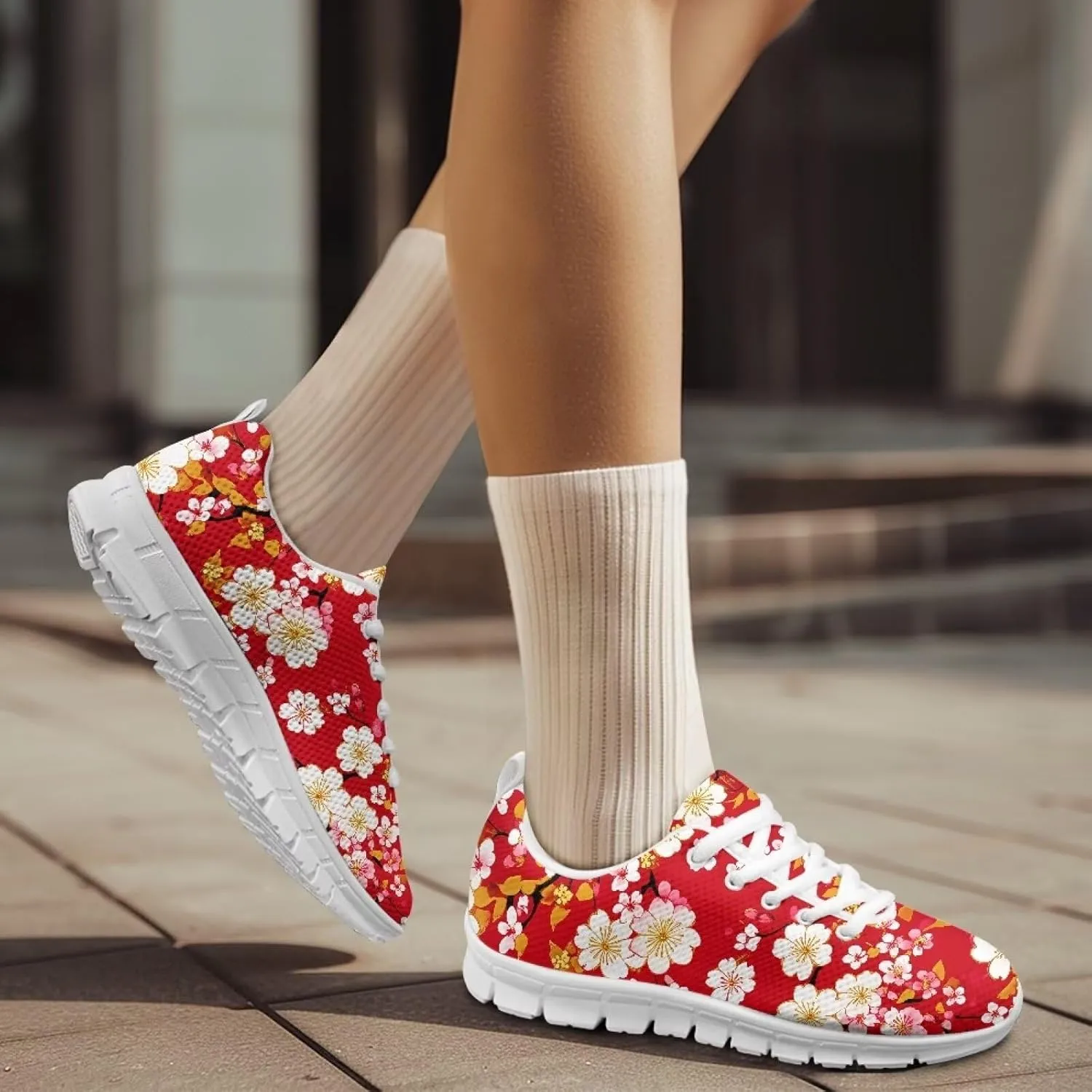 Running Women's Sneakers Cozy Lightweight Workout Non-Slip Walking Sneakers for Womens Lace-Up Breathable Mesh Tennis Shoes for Ladies US 5-12