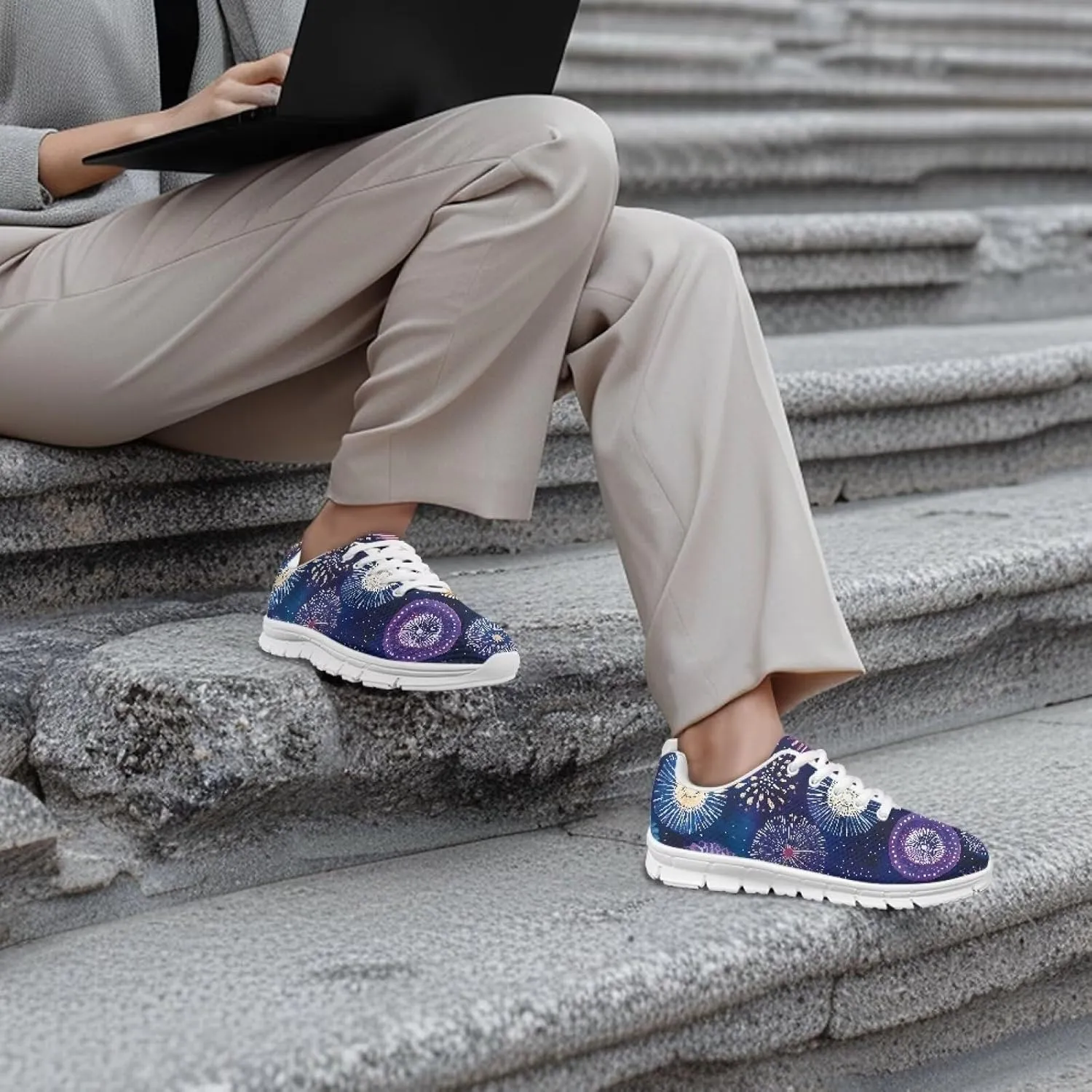 Running Women's Sneakers Cozy Lightweight Workout Non-Slip Walking Sneakers for Womens Lace-Up Breathable Mesh Tennis Shoes for Ladies US 5-12