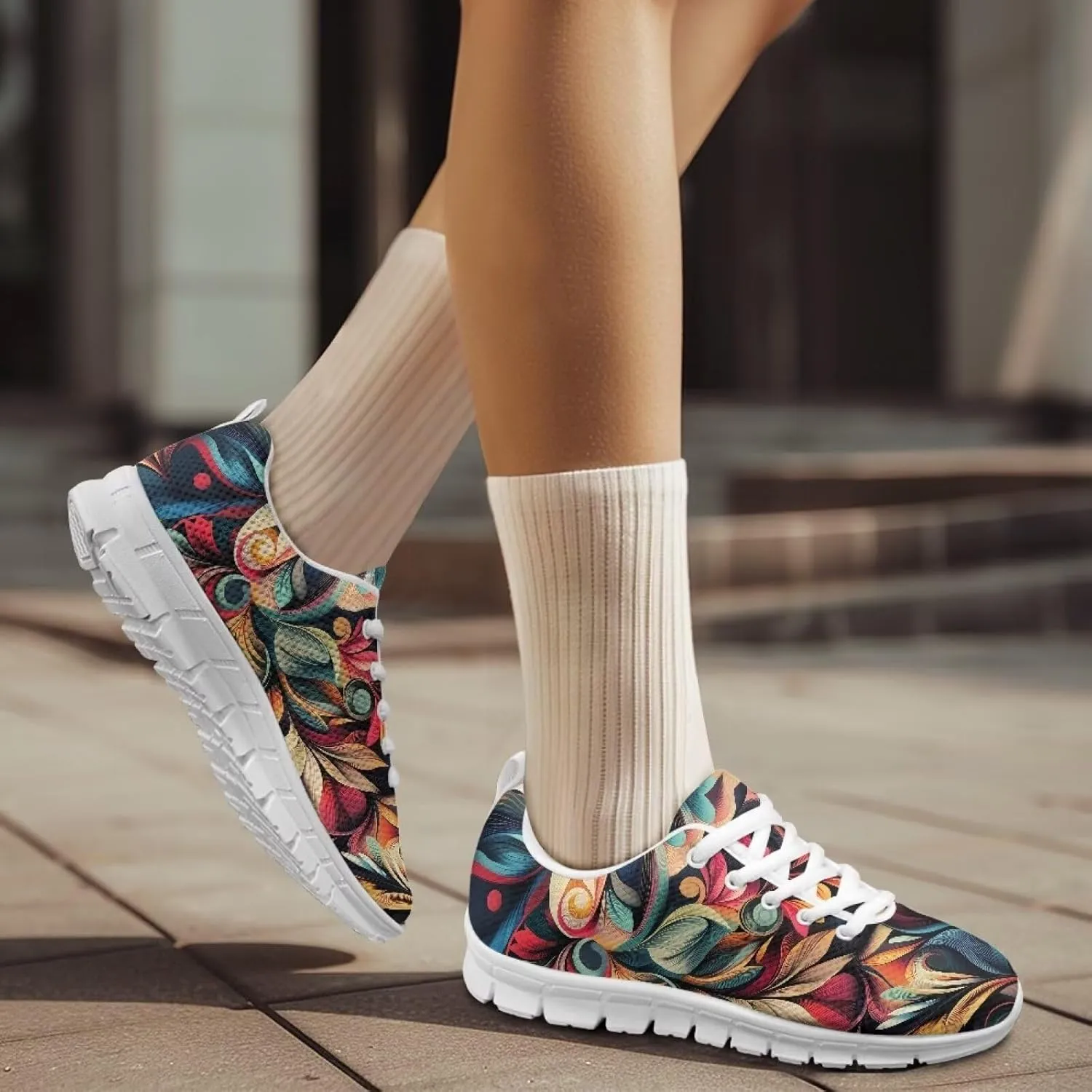 Running Women's Sneakers Cozy Lightweight Workout Non-Slip Walking Sneakers for Womens Lace-Up Breathable Mesh Tennis Shoes for Ladies US 5-12