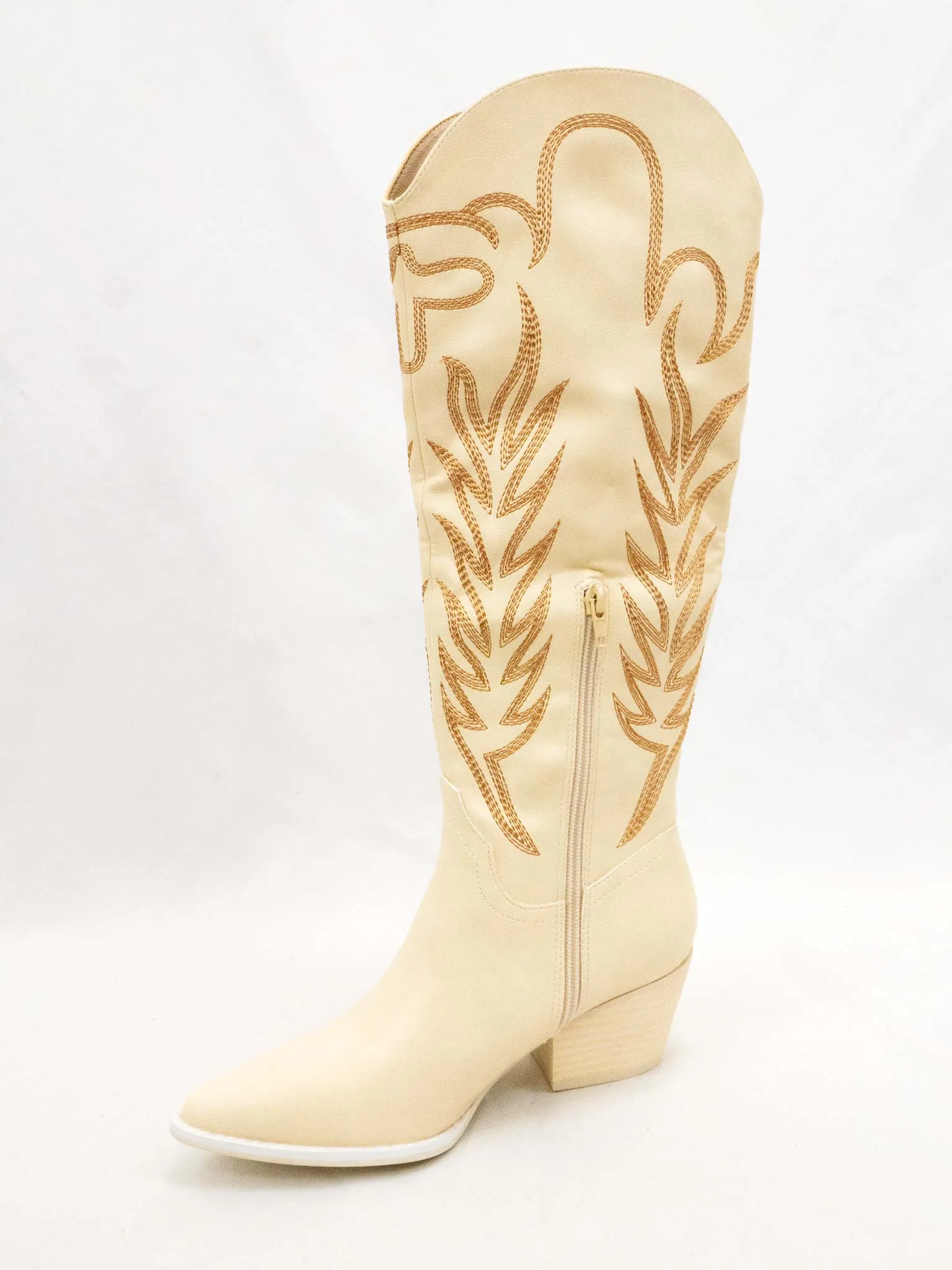 Samara Tall Off White Embroidered Boots