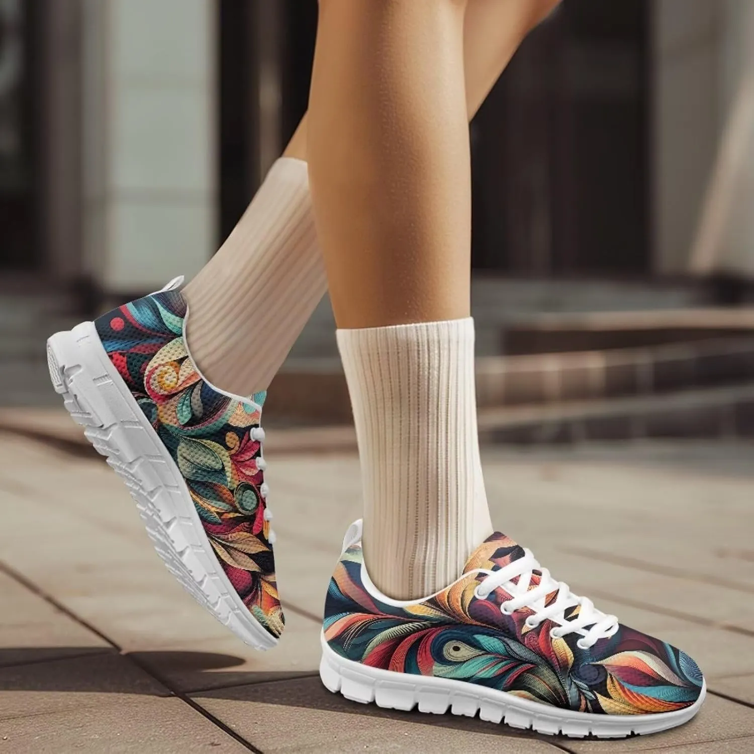 Shoes Women Casual Cozy Tennis Walking Athletic Sneakers Workout Lace-Up Breathable Lightweight Shoes for Ladies US 5-12