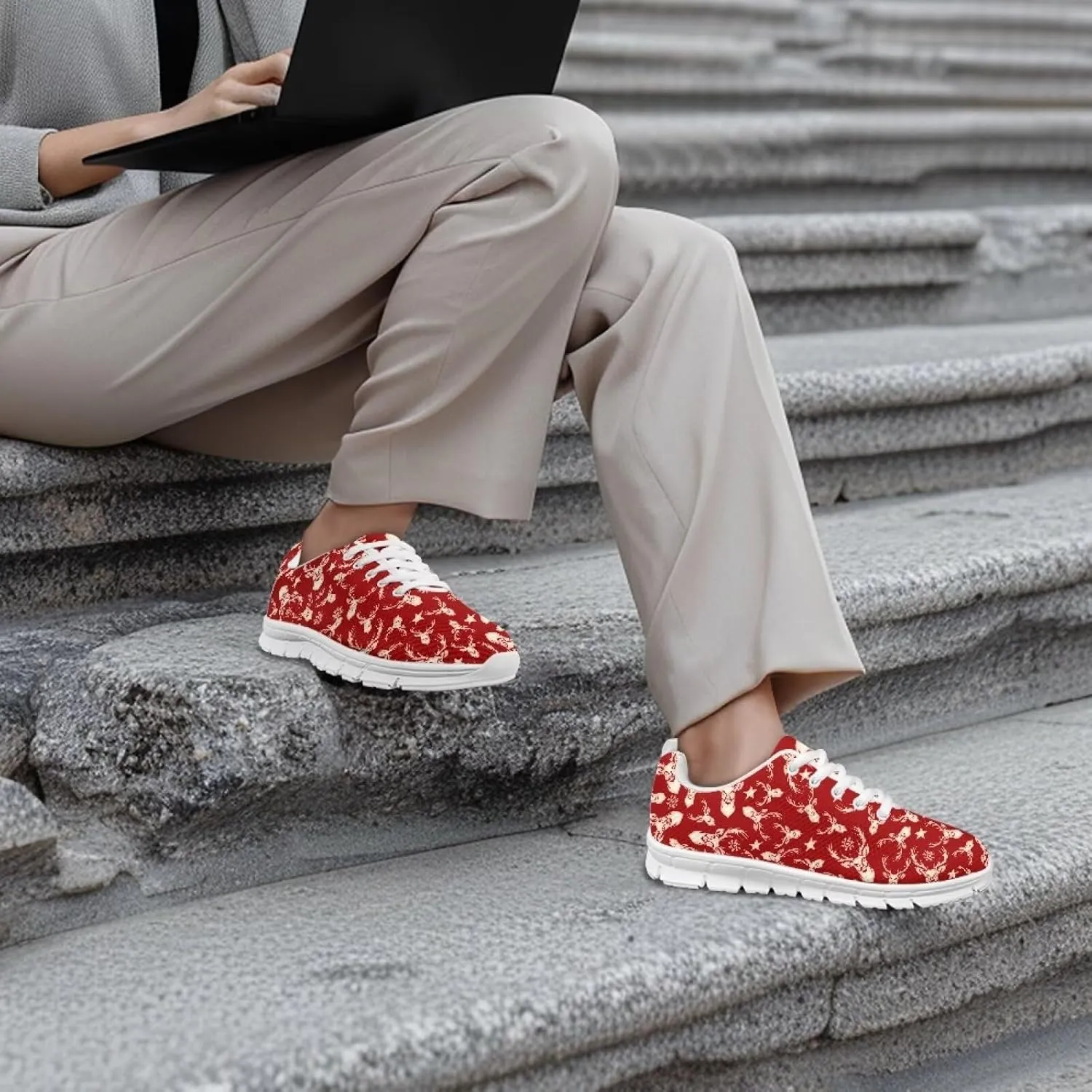Shoes Women Casual Cozy Tennis Walking Athletic Sneakers Workout Lace-Up Breathable Lightweight Shoes for Ladies US 5-12