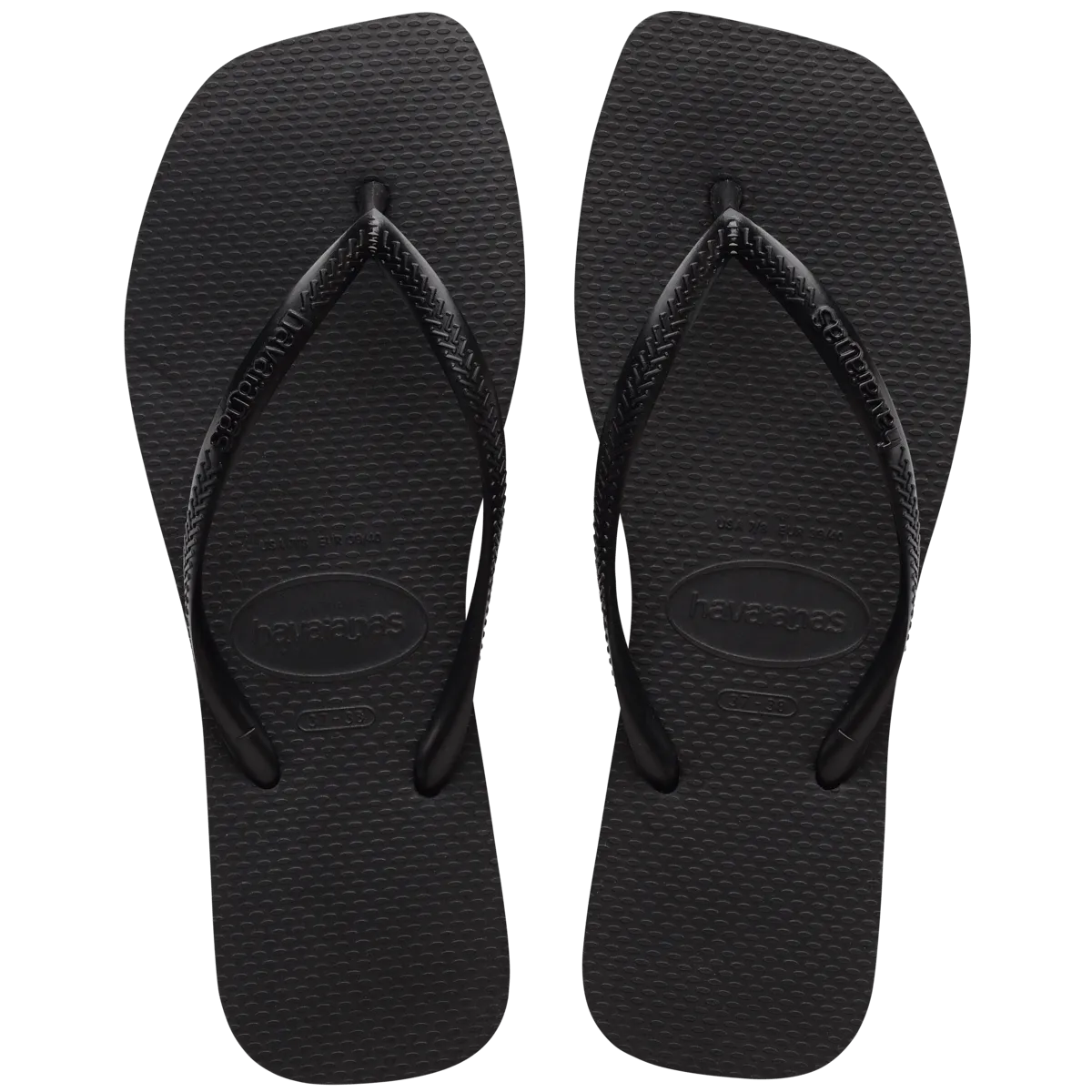 Slim Square Logo Flip Flops (Black)