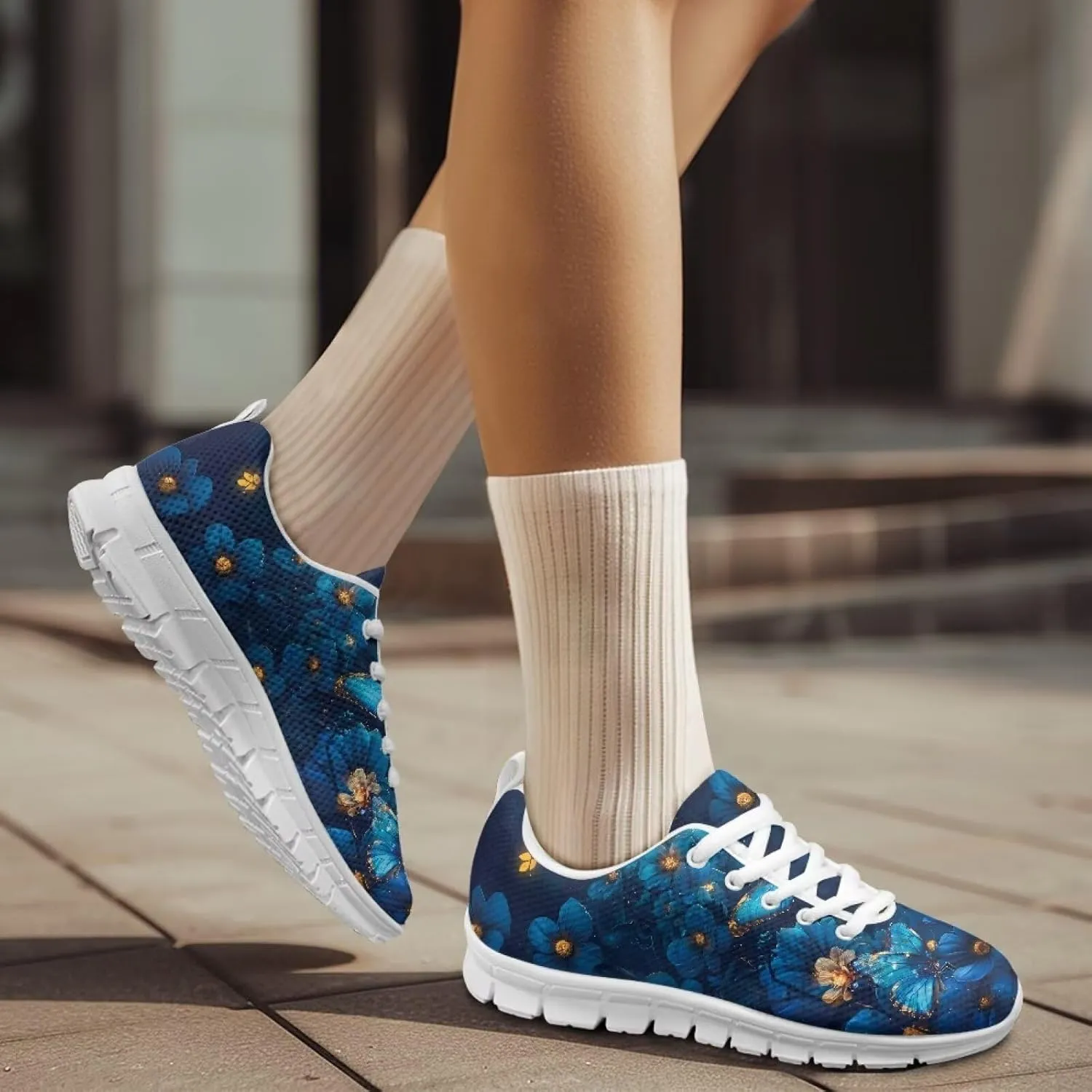 Sneakers Women Comfortable Lace Up Flat Athletic Workout Hiking Shoes Women Non-Slip Holiday Exercise Running Sneakers Ladies US 5-12
