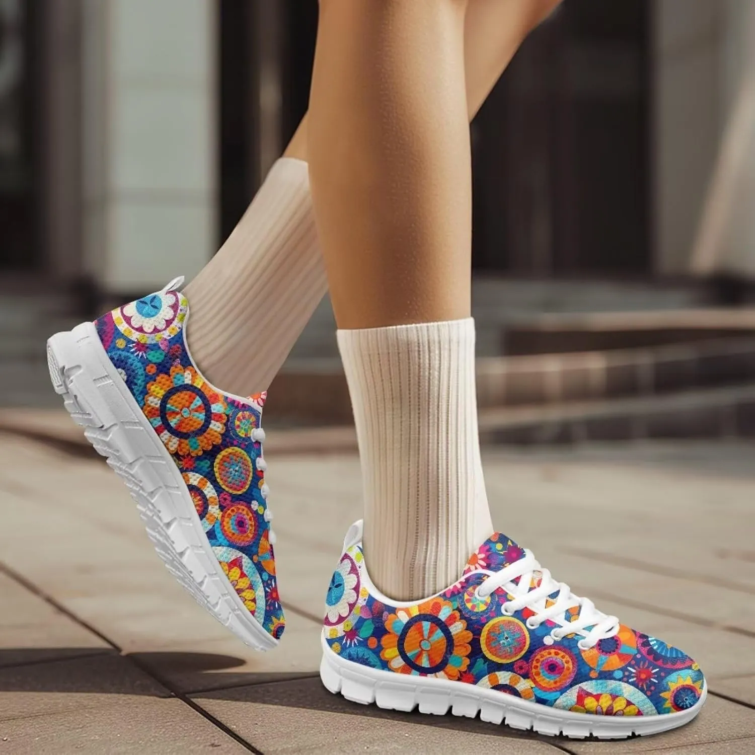 Sneakers Women Comfortable Lace Up Flat Athletic Workout Hiking Shoes Women Non-Slip Holiday Exercise Running Sneakers Ladies US 5-12