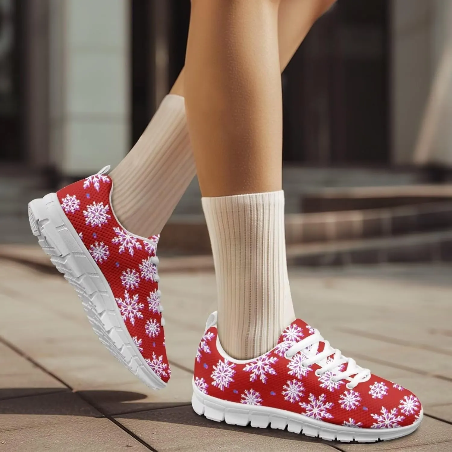 Sneakers Women Comfortable Lace Up Flat Athletic Workout Hiking Shoes Women Non-Slip Holiday Exercise Running Sneakers Ladies US 5-12