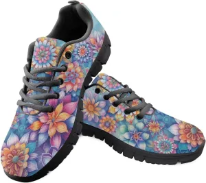Sneakers Women Print Shoes Flat Comfortable Lace Up Low-Top Running Workout Shoes Women Anti-Slip Sport Outdoor Hiking Sneakers Ladies US 5-12