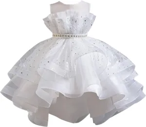 Sparkly Princess Dress for Girls Trendy Luxury Sequin Floor Length Flower Dresses Wedding Party Bridesmaid Gown 3-14T