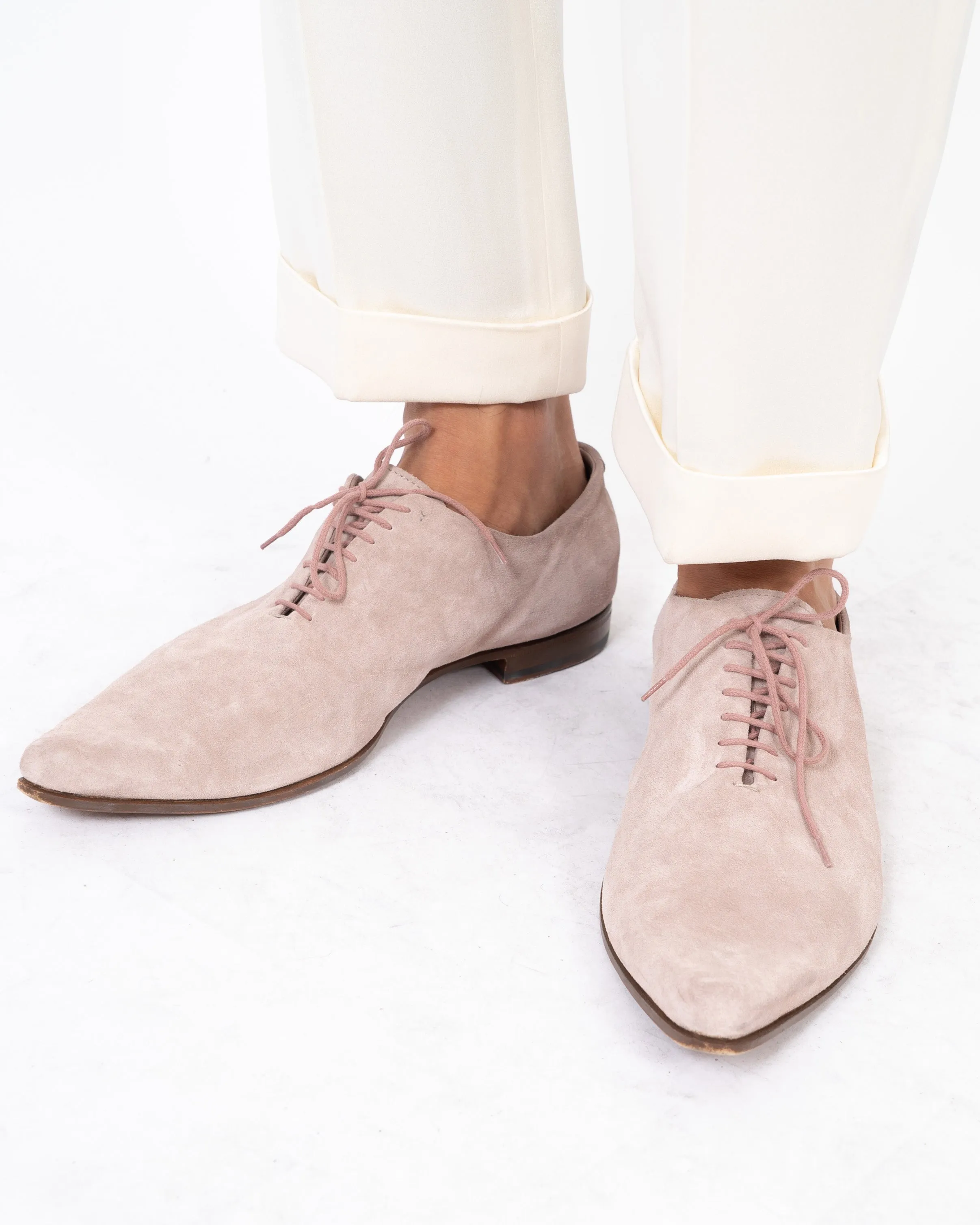 SS15 Pale Pink Suede Derbies