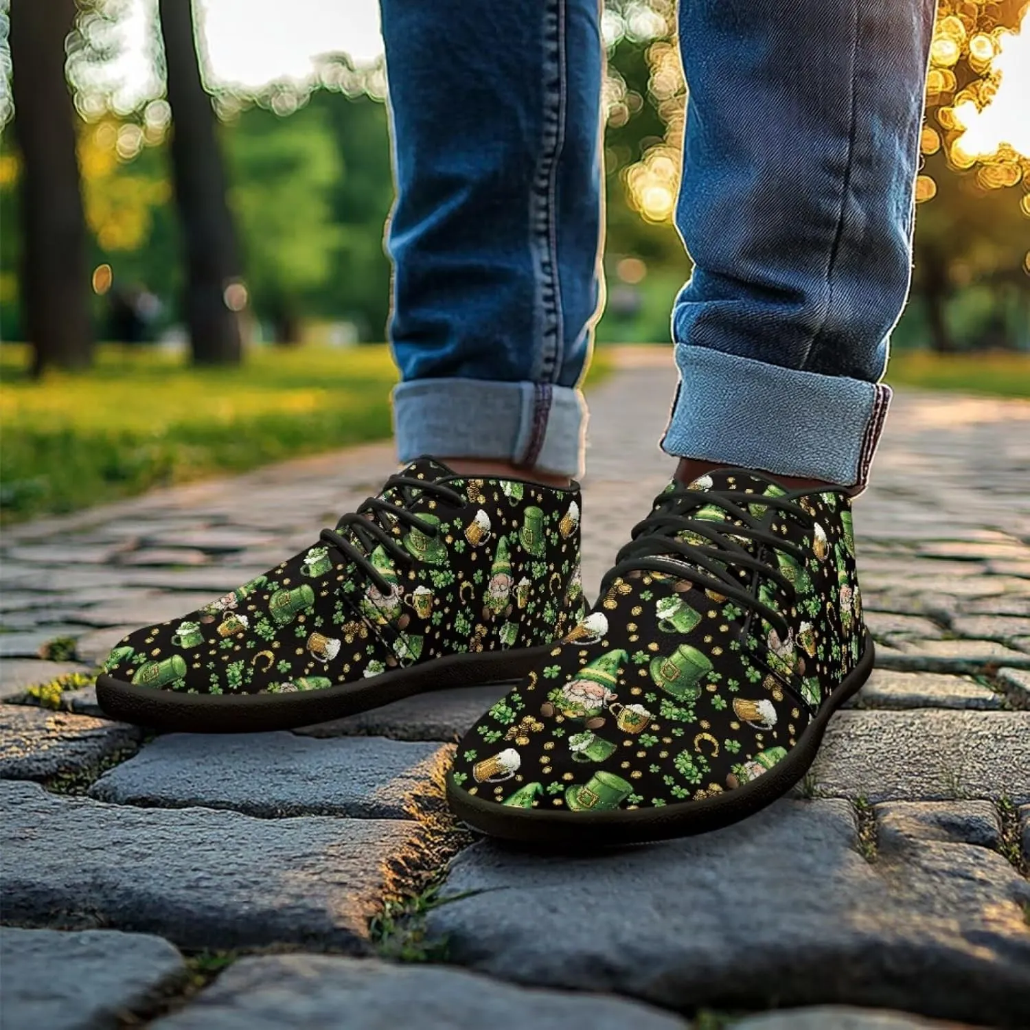 St. Patrick's Day Wide Toe Box Barefoot Shoes for Men Walking Sneaker Stylish Non Slip Zero Drop Sole Running Footwear