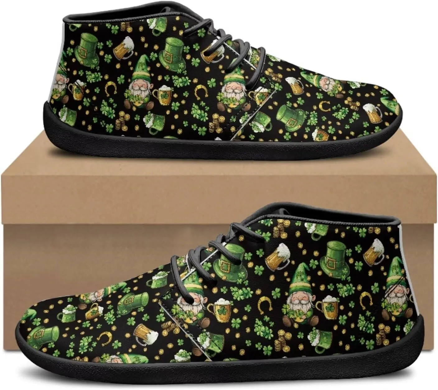 St. Patrick's Day Wide Toe Box Barefoot Shoes for Men Walking Sneaker Stylish Non Slip Zero Drop Sole Running Footwear