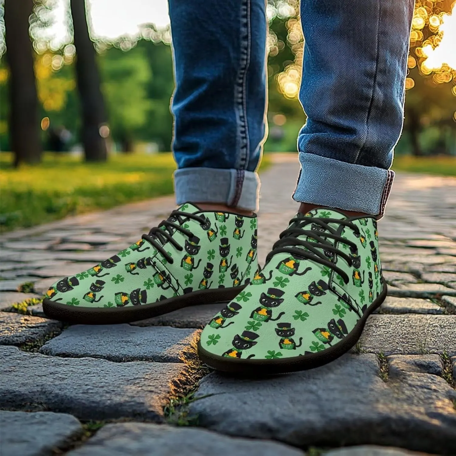 St. Patrick's Day Wide Toe Box Barefoot Shoes for Men Walking Sneaker Stylish Non Slip Zero Drop Sole Running Footwear