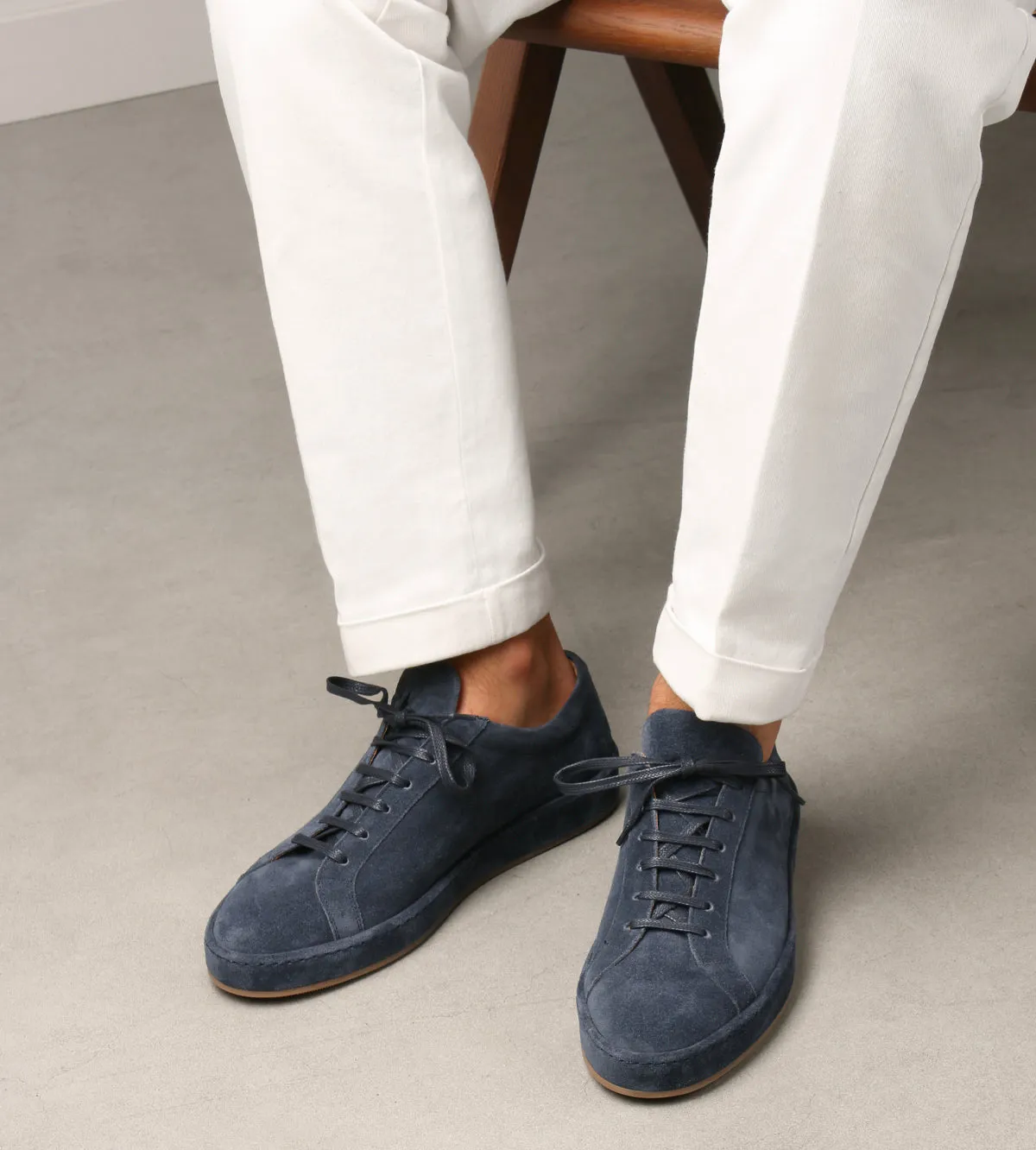 Steel Blue Suede Eirene Lace Up Sneakers - AW24
