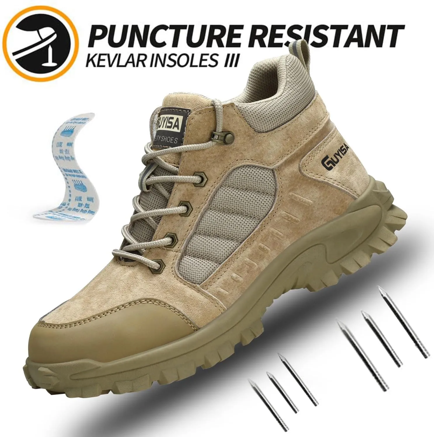 Steel Toe Boots for Men Indestructible Construction Steel Toe Work Shoes Breathable Lightweight High Top Safety Work Boots for Men.