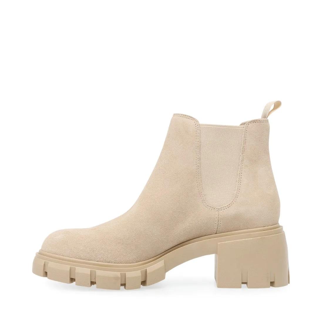 Steve Madden Howler Block Heel Platform Ankle Boots Sand Suede (6.5, Sand Suede)