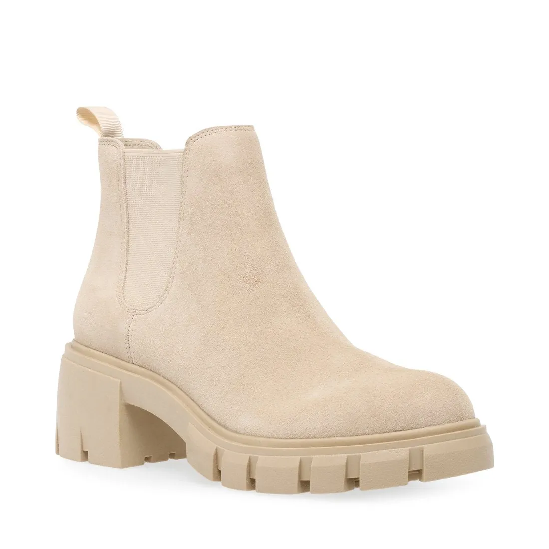 Steve Madden Howler Block Heel Platform Ankle Boots Sand Suede (6.5, Sand Suede)