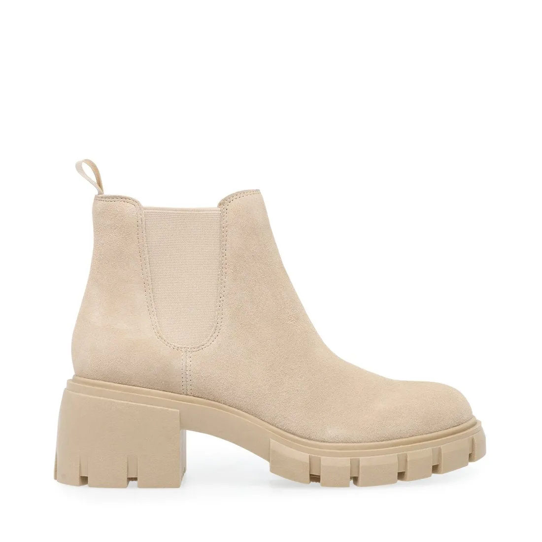 Steve Madden Howler Block Heel Platform Ankle Boots Sand Suede (6.5, Sand Suede)